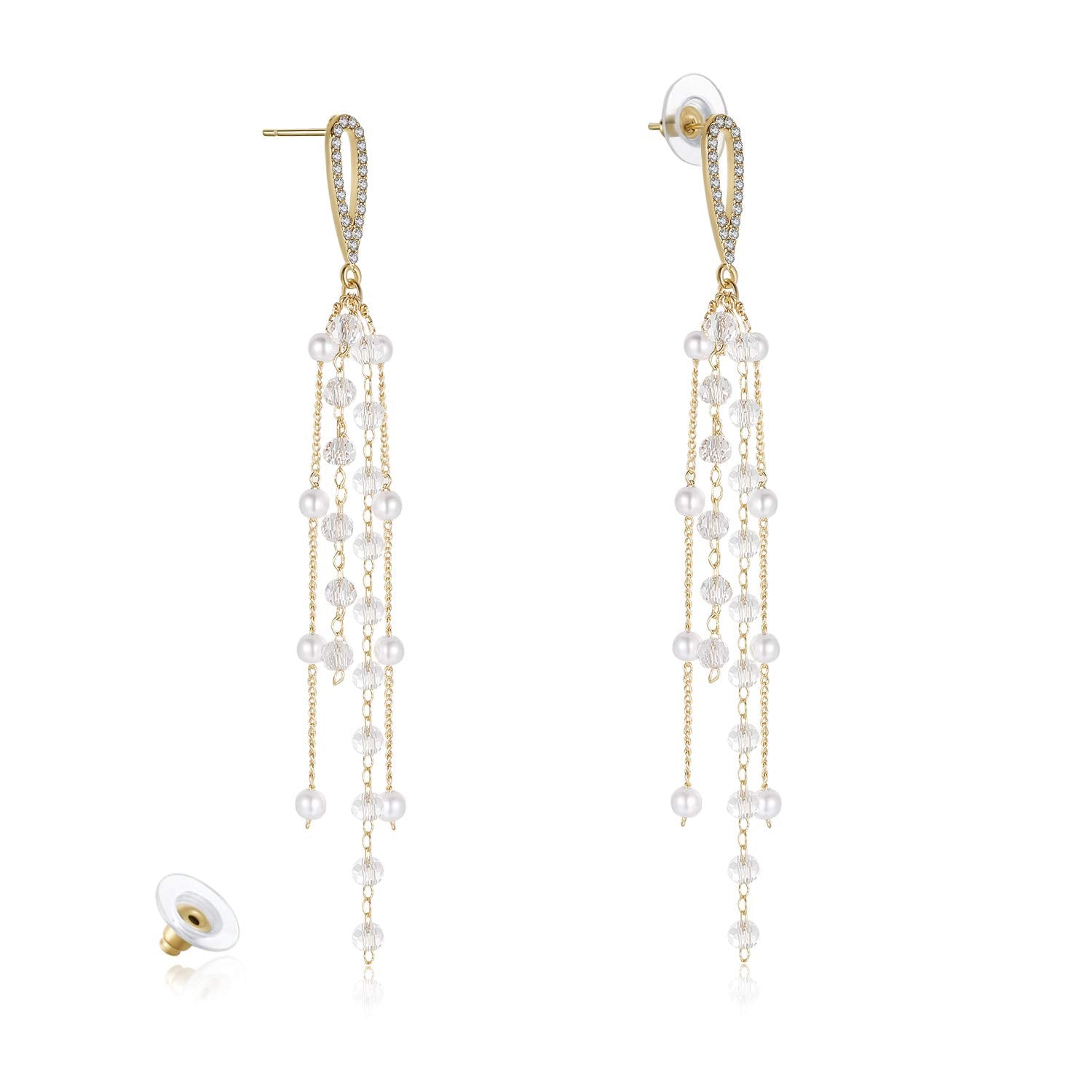 KRUCKEL Amazing Stud Tassel Drop Pearls Earrings Jewelry | Golden Cute Wonderful Dangle Pierced Earrings - 7169171