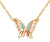 Kruckel; 5021050 Butterfly Champaign Gold Plated Necklace Made with Austrian Crystals;