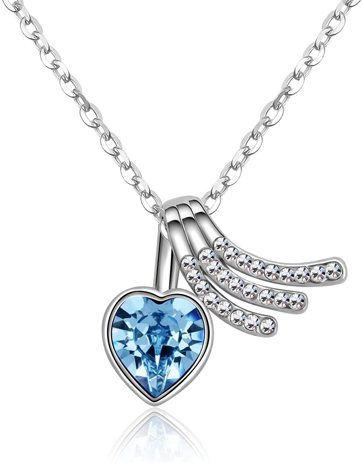 Kruckel; 5031060 Blue Ocean Loving Hearts White Gold Plated Necklace made with Swarovski Crystals;