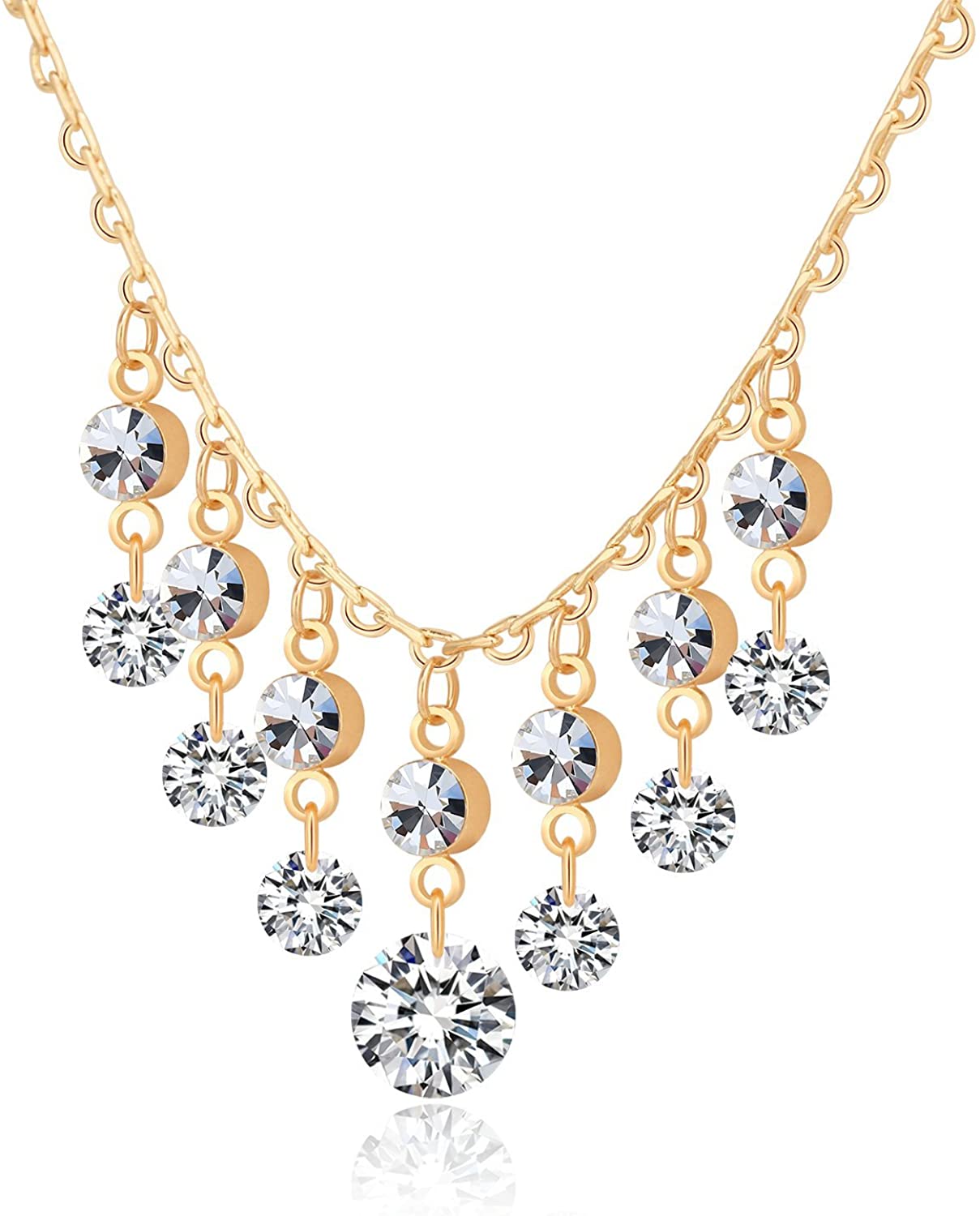 Kruckel; 5061020 Feel-So-Cool Champaign Gold Plated Necklace made with Austrian Crystals and Zircon;