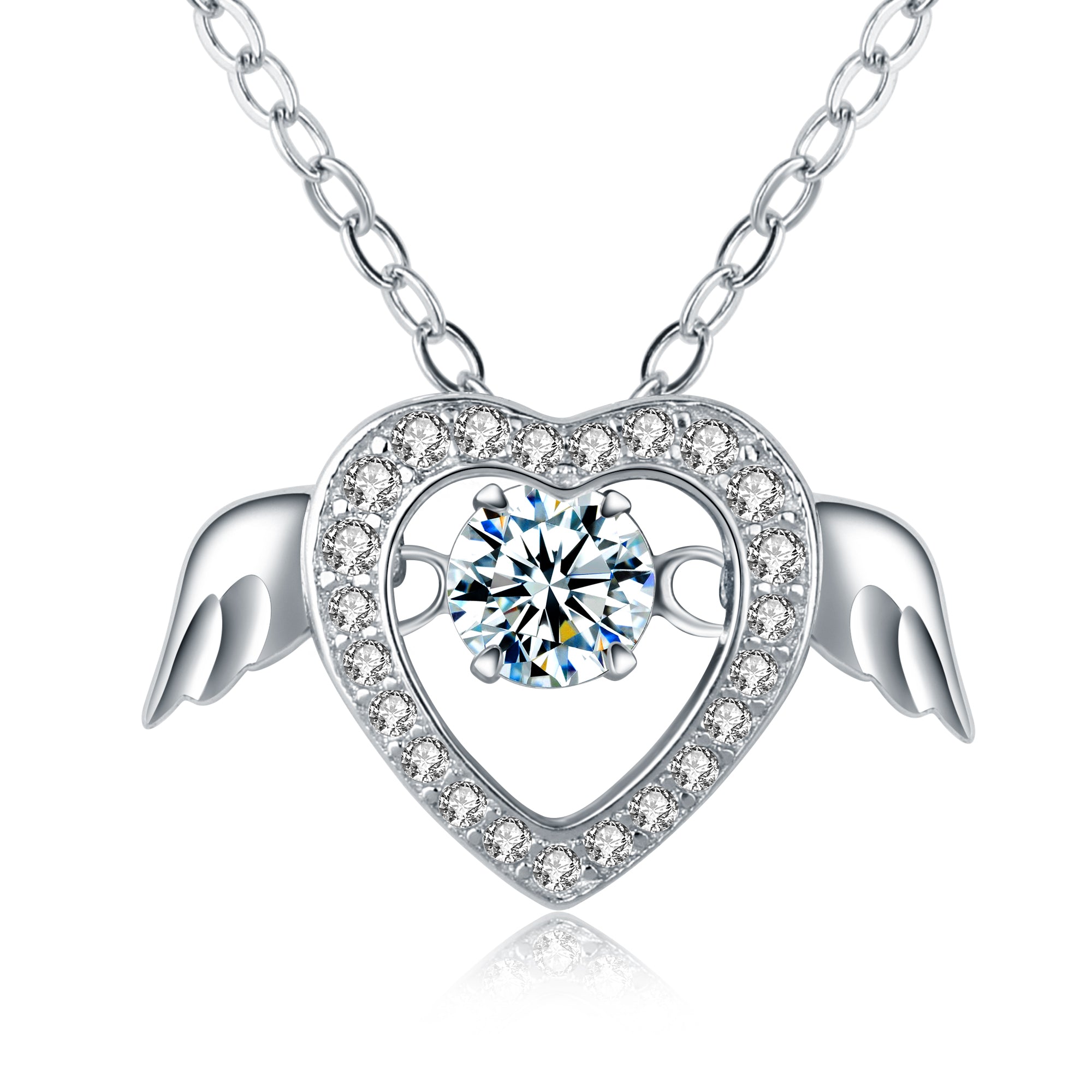 Swarovski crystal heart necklace deals with angel wings