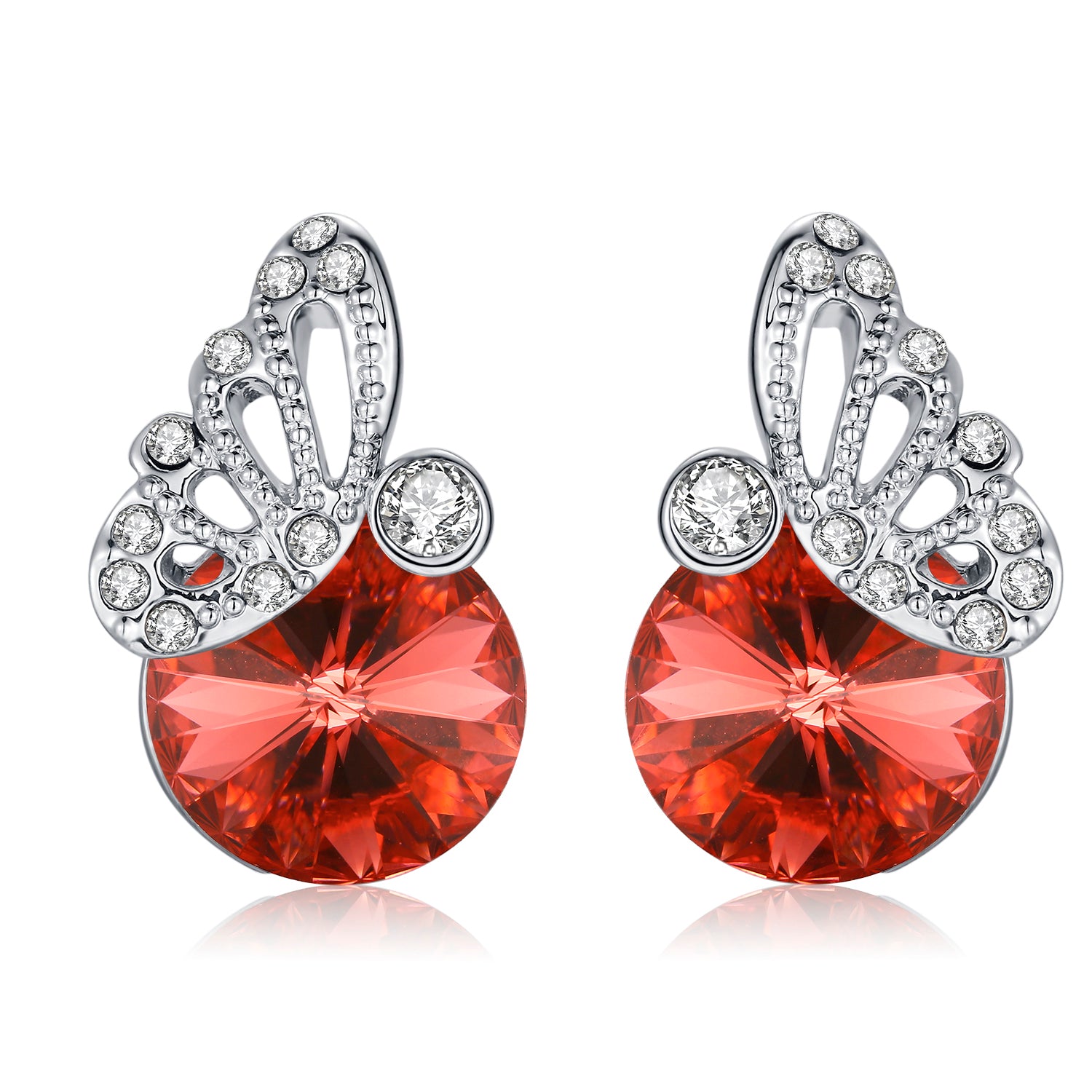 Charming Red & White Silver Earrings with Swarovski Zirconia – PP Jewellers